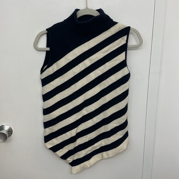 Molly Cashmere Navy Stripes Asymmetrical top - Picture 8 of 12